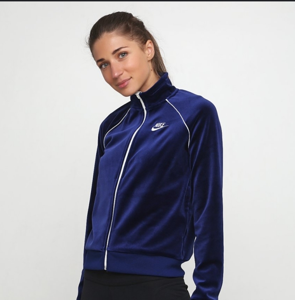 Nike Velour Blue Athletic Track Jacket Smal y2k vintage tracksuit